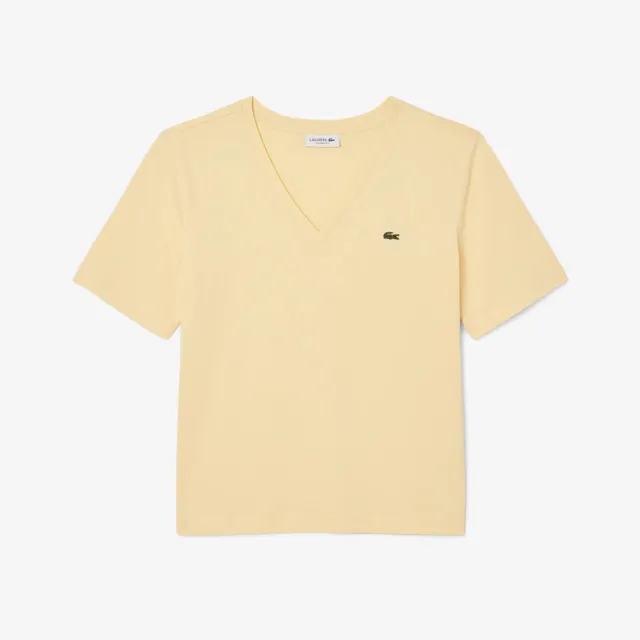Lacoste Relaxed Fit Soft Cotton V Neck T-shirt - Yellow