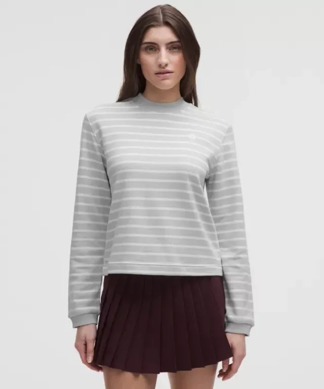 lululemon – Women's Cotton French Terry Crew Sweaterneck Pullover – Color White/Grey – Size L