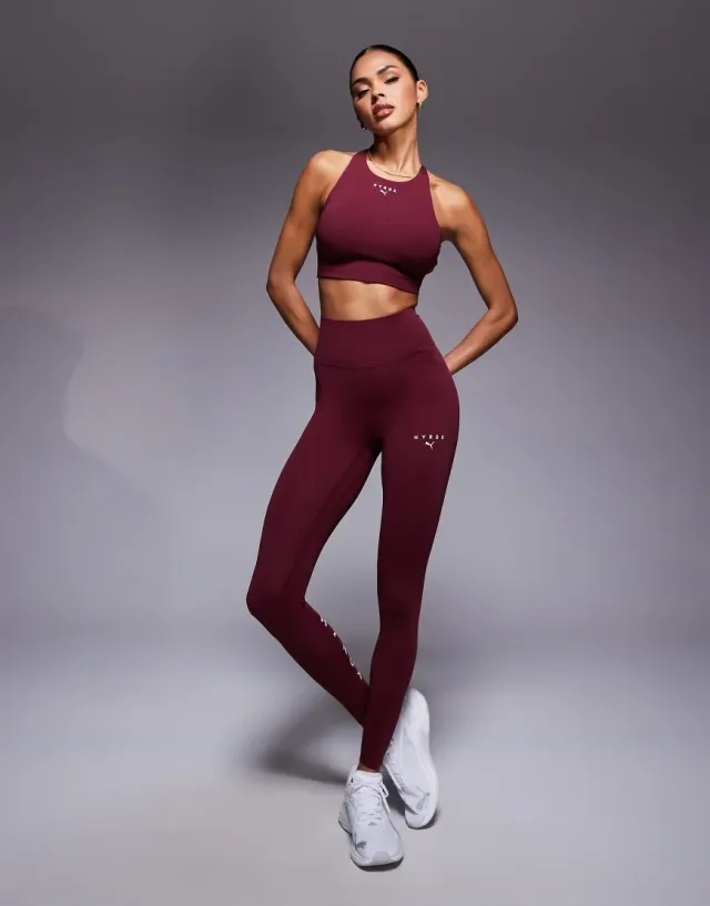 PUMA x HYROX Shapeluxe 7/8 Length Tights Women, Ruby Shimmer, size Large