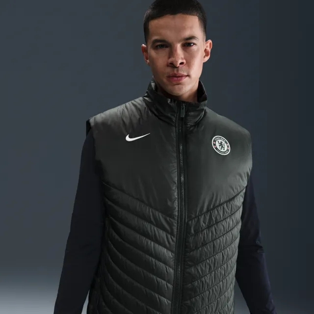 Chelsea F.C. Windrunner Men's Nike Therma-FIT Football Midweight Puffer Gilet - Green - Body/Lining/Fill