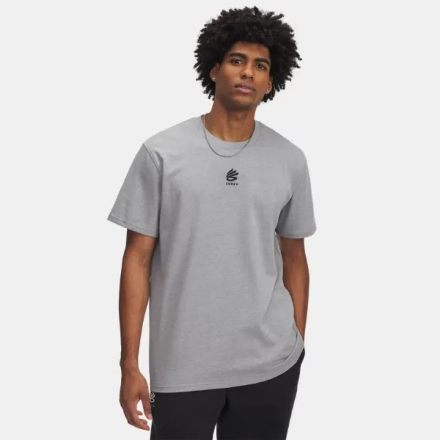 Curry Logo Heavyweight Men's T-Shirt Steel Light Heather / Black L