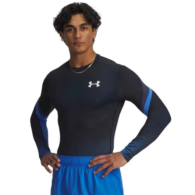 Under Armour HeatGear® Sublimated Crew Men's Long Sleeve Blue Atlantis / Black / White L