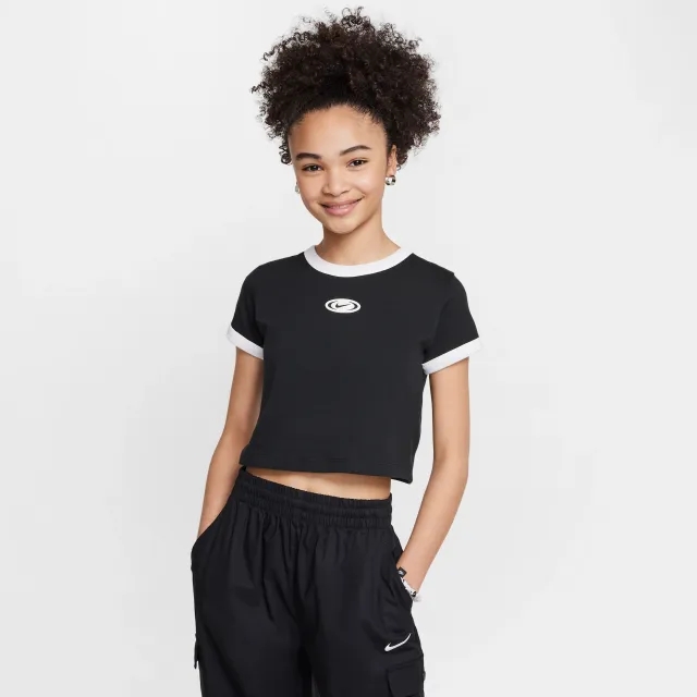 Nike Sportswear Older Kids' (Girls') Cropped T-Shirt - Black