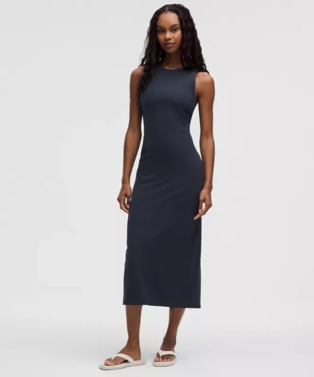 lululemon – Women's All Aligned Ribbed Midi Dress – Color Blue – Size 0