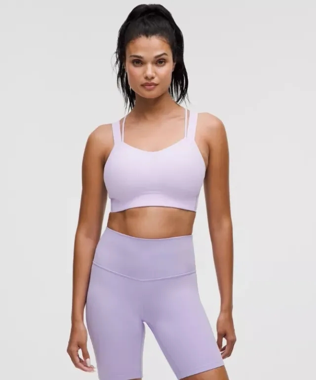lululemon – Women's Like a Cloud Ribbed Longline Sports Bra Light Support, D/DD Cup – Color Purple – Size 10