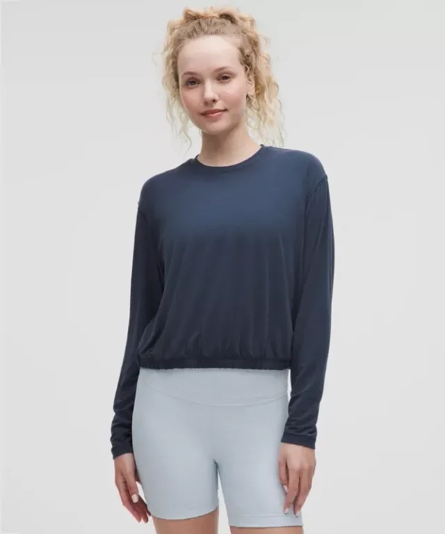 lululemon – Women's Jersey Training Elastic-Hem Long-Sleeve Shirt – Color Blue – Size 0