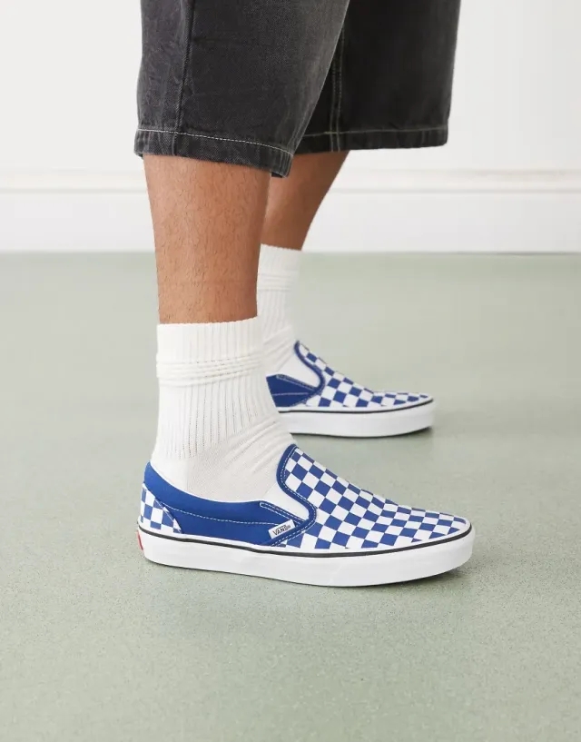 Vans - Slip-On Checkerboard Shoes, Man, Blue