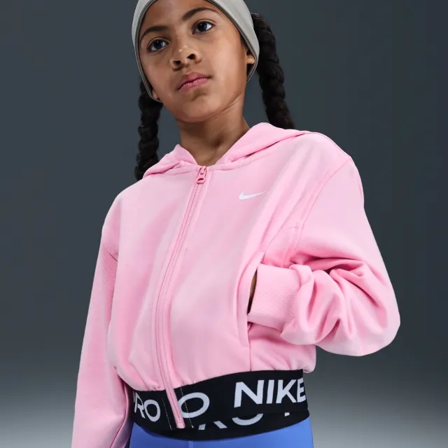 Nike Pro Fleece Older Kids' (Girls') Dri-FIT Full-Zip Hoodie - Pink