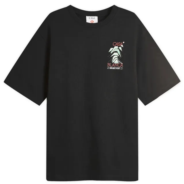 Casablanca Men's Frosty Mountain Screen Printed T-Shirt Black
