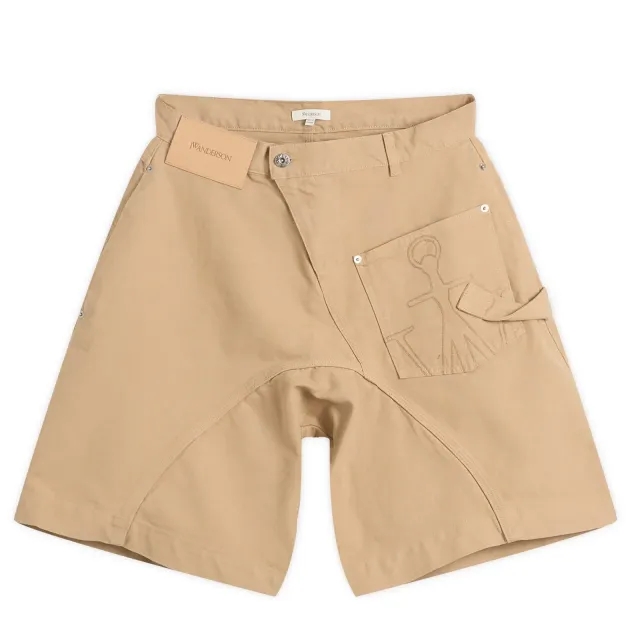 JW Anderson Men's Twisted Workwear Shorts Flax