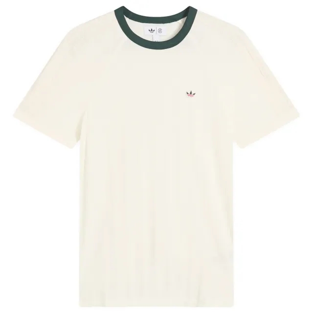 Adidas Women's x Clot Ribbed T-Shirt Cream White/Green Night