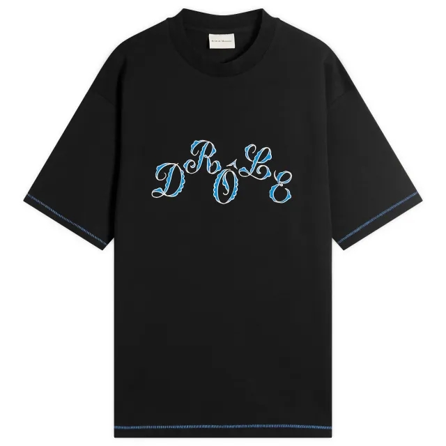 Drôle de Monsieur Men's Stagger Logo T-Shirt Black