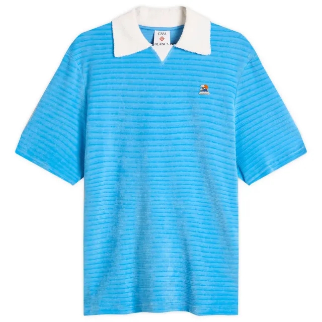 Casablanca Men's Velour Polo Blue