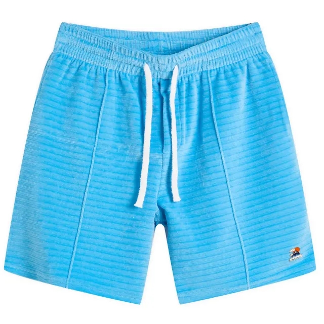 Casablanca Men's Velour Pintuck Shorts Blue