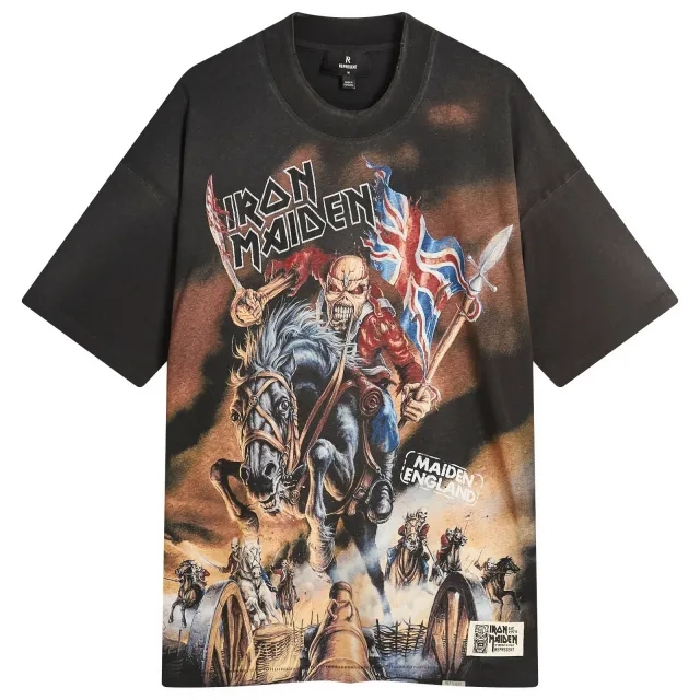 Represent Men's Iron Maiden Steed T-Shirt Stained Black