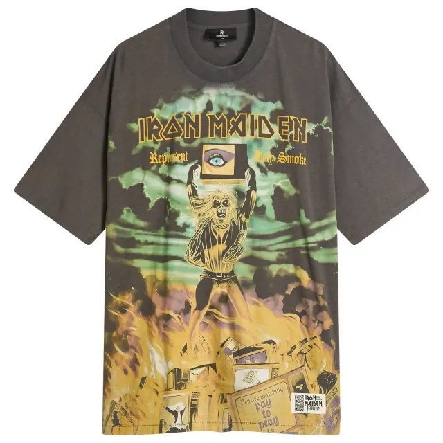 Represent Men's Iron Maiden Holy Smoke T-Shirt Sunfade Grey