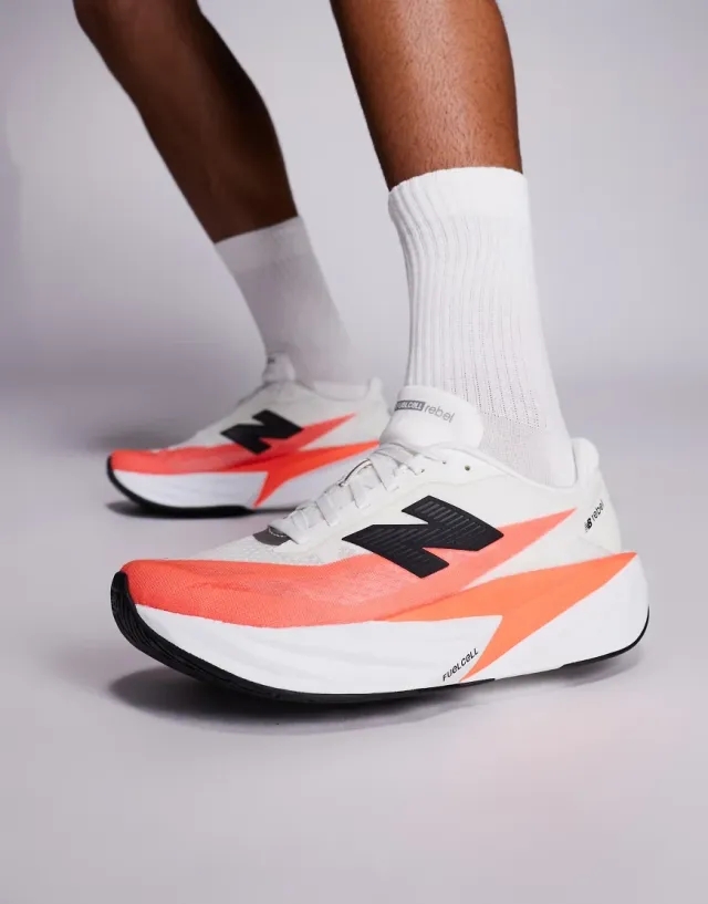 New Balance Men's FuelCell Rebel v5 in Red/White Synthetic