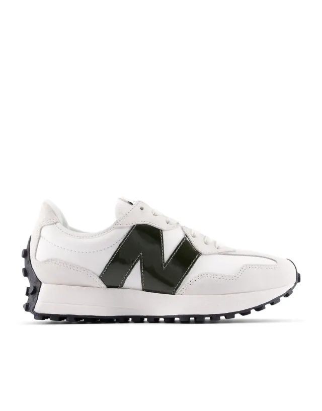 New Balance Women's 327 in White/Green Synthetic