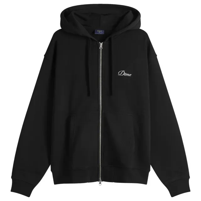 Dime Men's Cursive Small Logo Zip Hoodie Black