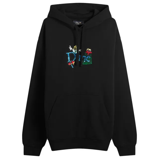 Dime Men's Classic Fuzzy Hoodie Black