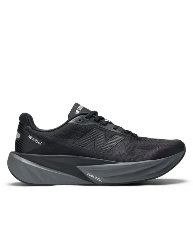 New Balance Men's FuelCell Rebel v5 in Black/Grey Synthetic