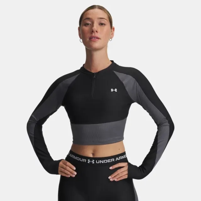HeatGear® Rib Women's ¼ Zip Black / Castlerock / White L
