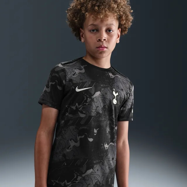 Tottenham Hotspur Academy Pro Away Older Kids' Nike Dri-FIT Football Pre-Match Short-Sleeve Top - Black - Sustainable Materials