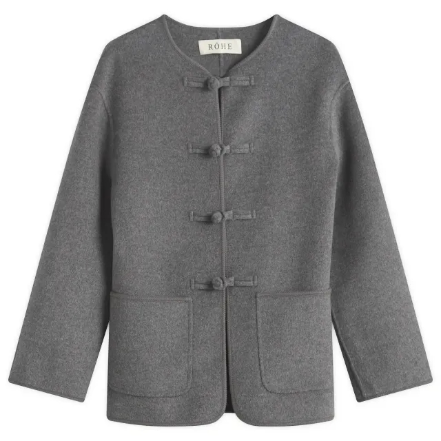 Róhe Women's Mandarin Closure Double-Faced Jacket Mid Grey Melange
