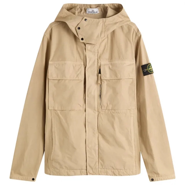 Stone Island Men's Canvas Weave Cotton Hooded Jacket Desert
