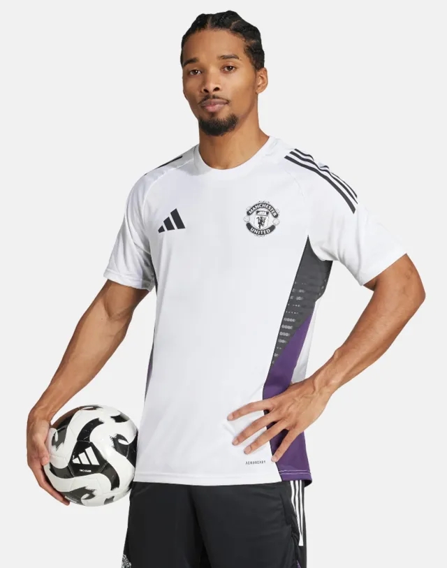 Men's adidas Adults Manchester United Training T-Shirt in White/Black 