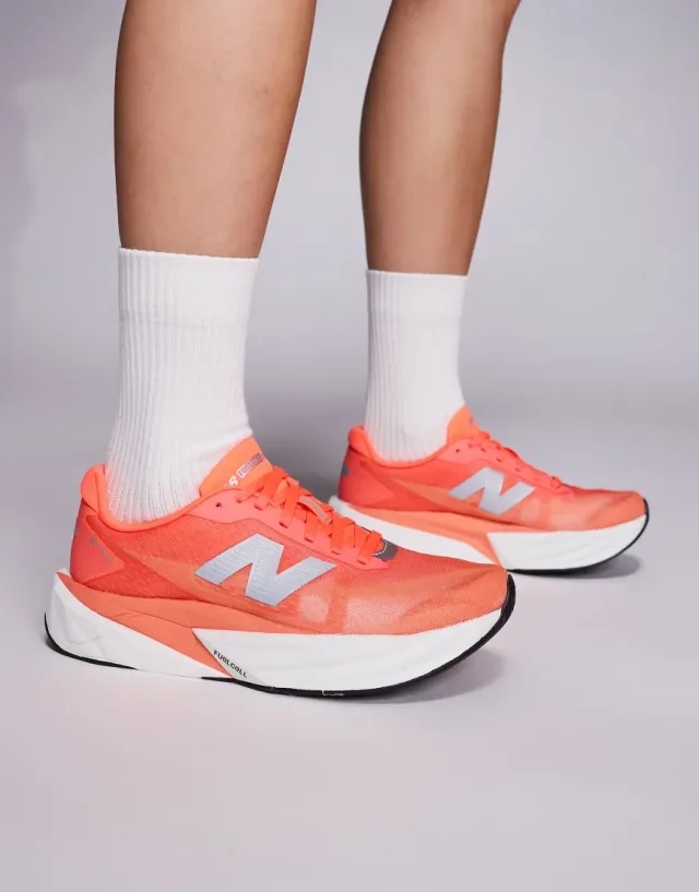 New Balance Women's FuelCell Rebel v5 in Red/White/Grey Synthetic