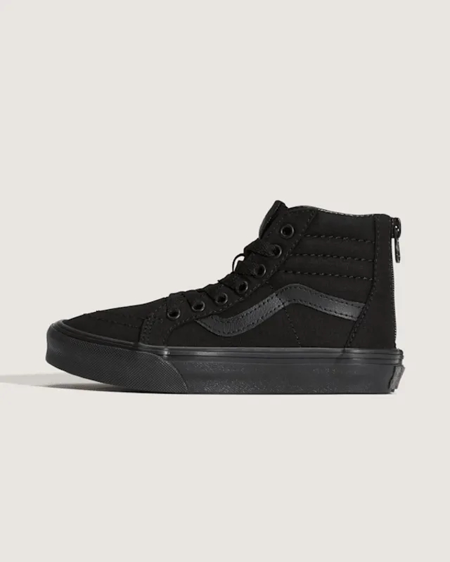 Vans - Kids Sk8-Hi Zip Shoes (4-8 Years), Black