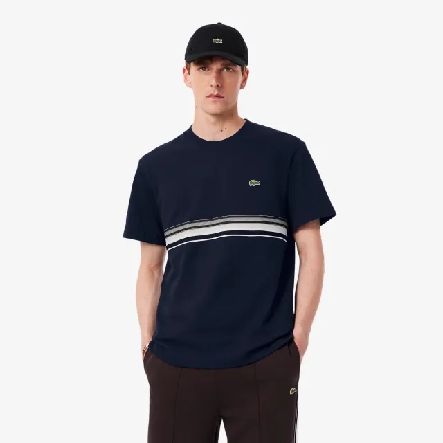 Lacoste French Made Striped Band T-shirt - Midnight Blue