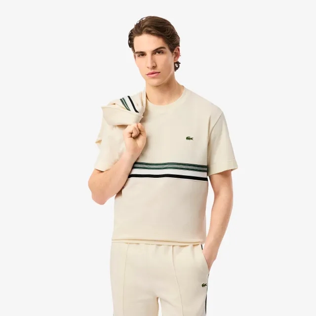 Lacoste French Made Striped Band T-shirt - Ecru White