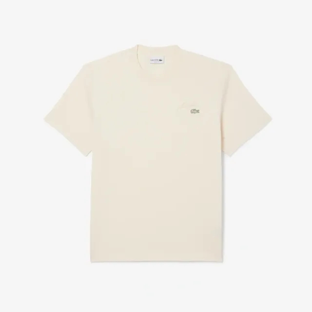 Lacoste Heavy Jersey Embroidered Signature T-shirt - Ecru White