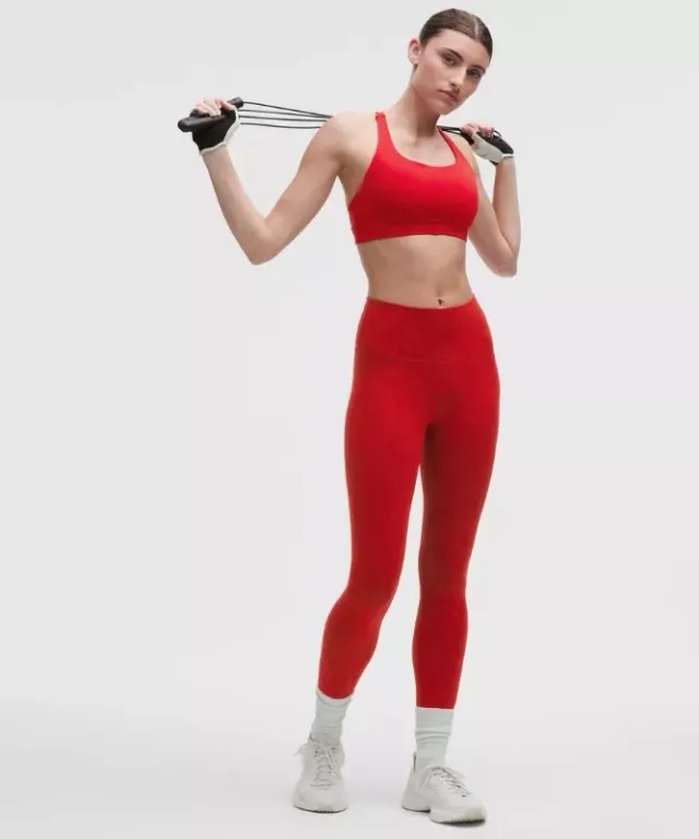 lululemon – Women's Wunder Train High-Rise Tight Leggings – 25" – Color Dark Red/Neon/Red – Size 0
