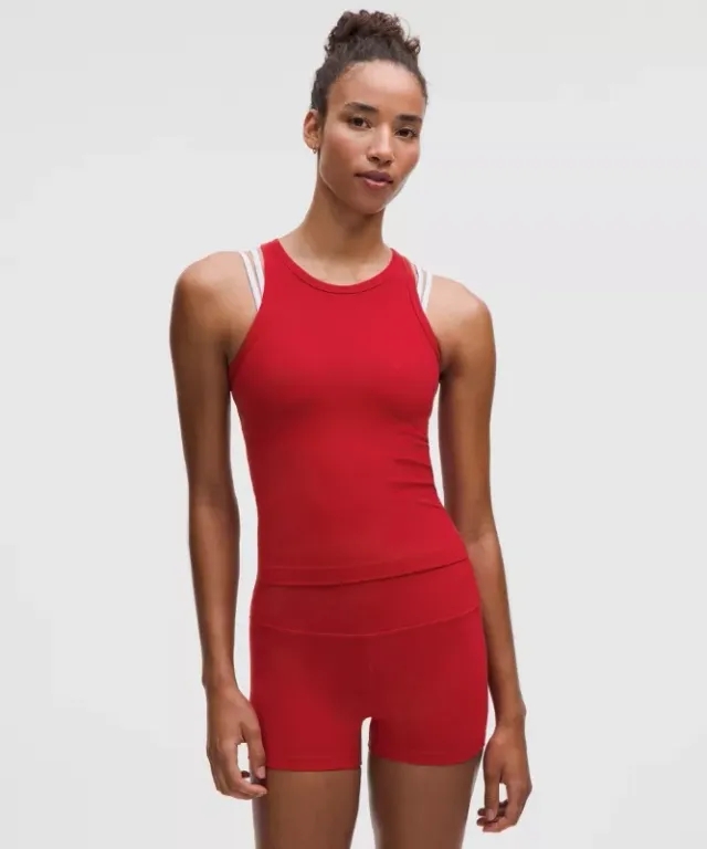 lululemon – Women's Align Waist-Length Racerback Tank Top – Color Dark Red/Neon/Red – Size 0