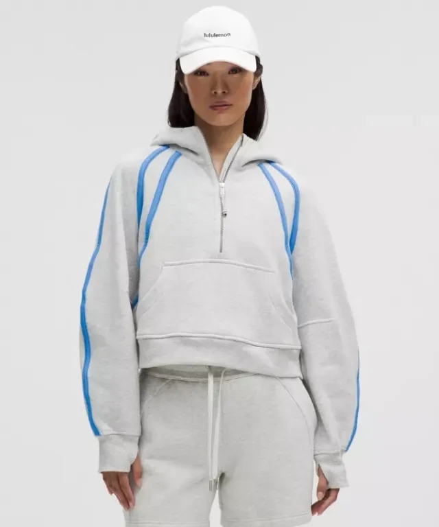 lululemon – Women's Scuba Oversized Half-Zip Hoodie Trim – Color Light Grey/Grey – Size M/L