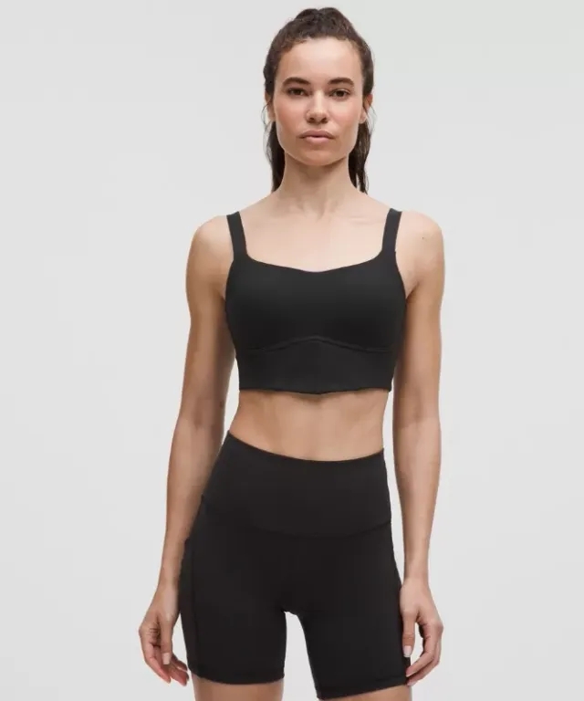 lululemon – Women's Everlux Corsetry Sports Bra Medium Support, A/B Cup – Color Black – Size L