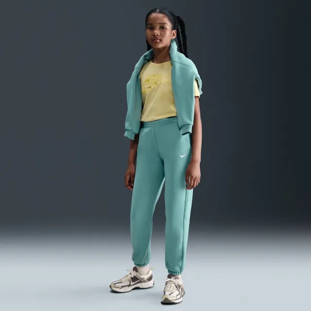 Nike Sportswear Older Kids' (Girls') Oversized Fleece Trousers - Green - Cotton/Polyester
