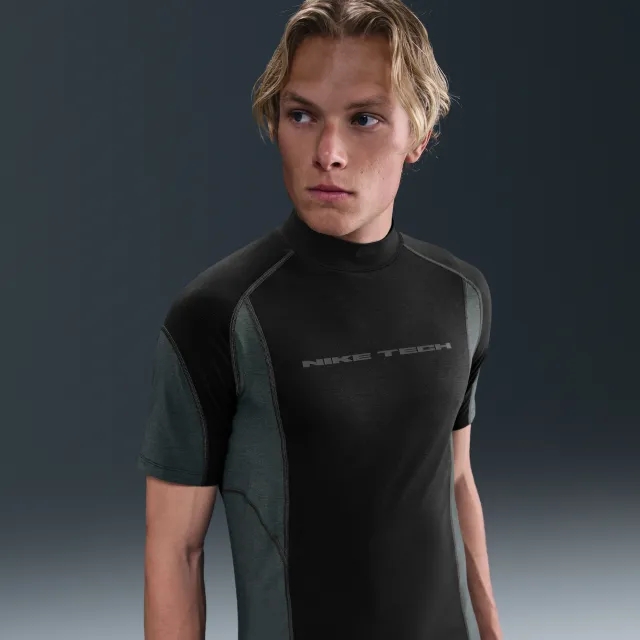 Nike Tech Men's Dri-FIT Short-Sleeve Base Layer - Black - Polyester/Lyocell/Elastane
