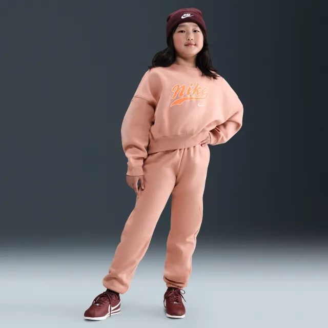 Nike Sportswear Older Kids' (Girls') Oversized Fleece Trousers - Pink - Cotton/Polyester