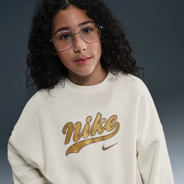 Nike Sportswear Older Kids' (Girls') Cropped Fleece Sweatshirt - White - Cotton/Polyester