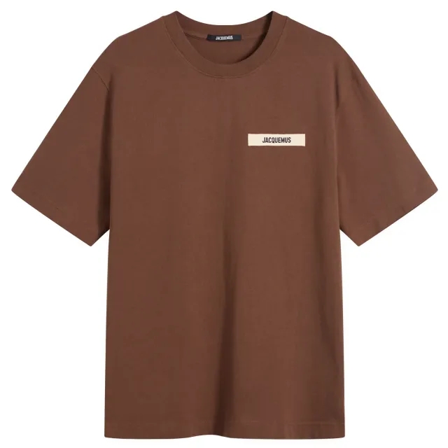 Jacquemus Men's Grosgrain Logo T-Shirt Dark Brown