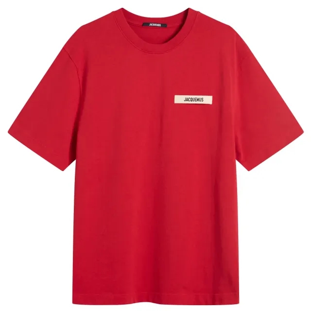 Jacquemus Men's Grosgrain Logo T-Shirt Dark Red