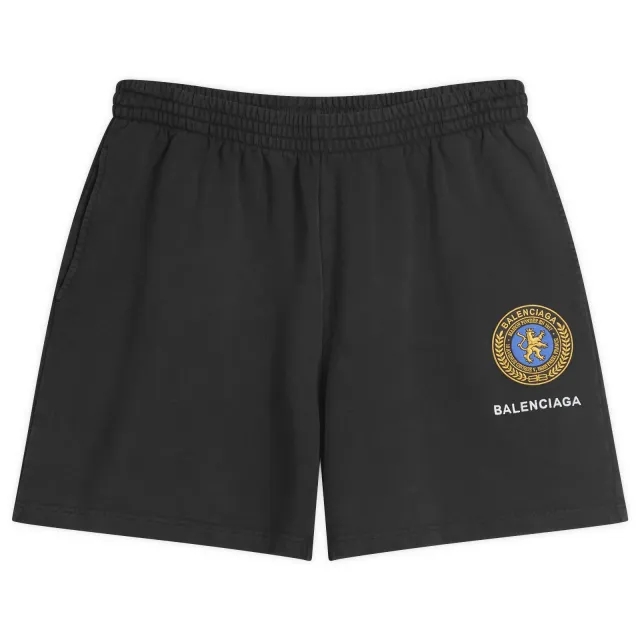 Balenciaga Men's Uniform Merch Dry Molleton Shorts Faded Washed Black