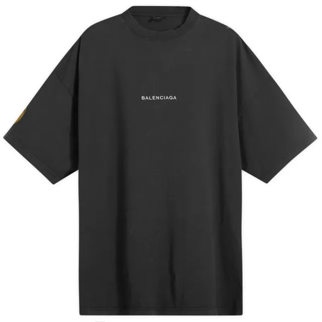 Balenciaga Men's Uniform Merch Dry Jersey Oversized T-Shirt Faded Washed Black