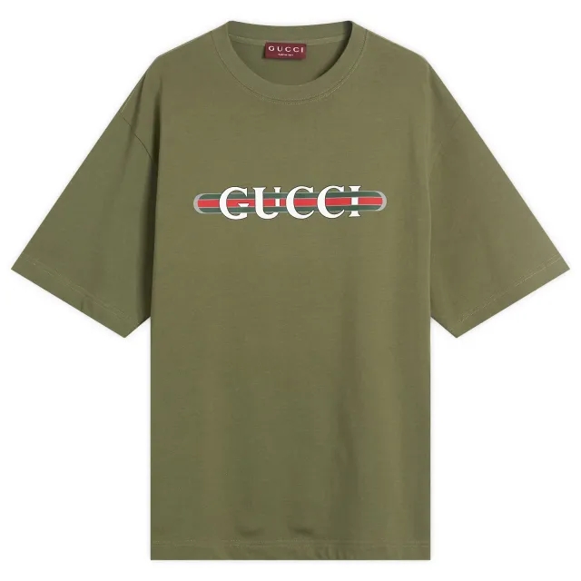 Gucci Men's Interlocking Logo Heavy Cotton T-Shirt Green