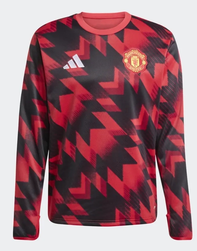 Manchester United Training T-Shirt Pre Match Warm Top - Mufc Red Long Sleeves - ['Red']