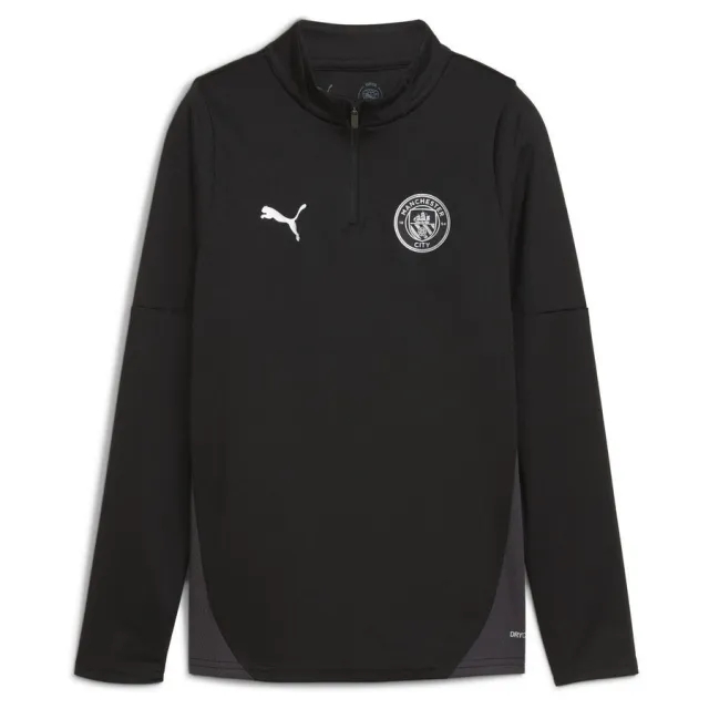PUMA Manchester City Training Quarter-Zip Top Shirt Youth, Black/Silver